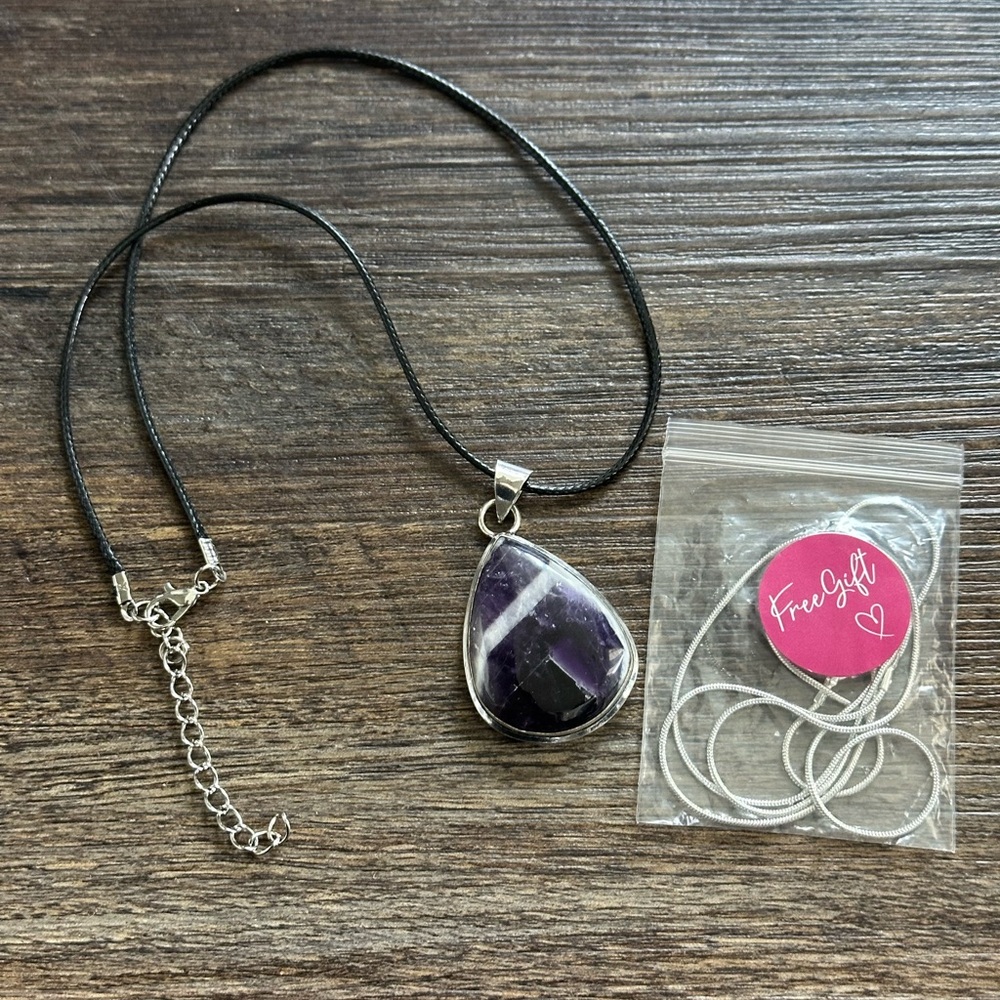 Purple Teardrop Pendant Necklace